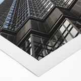 Art deco poster of Minneapolis skyline in muted gray and blue tones on rolled canvas, suitable for dining room wall art.