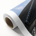Art deco poster of Minneapolis skyline in pastel shades on rolled canvas, ideal for nursery wall art.