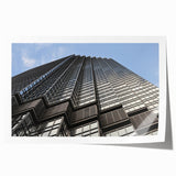 Rolled print of Minneapolis skyline in muted blue tones, suitable as art wall dining room decor.