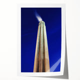 Art deco poster of Kansas City skyline in muted gold and blue tones on rolled canvas, suitable for dining room wall art.