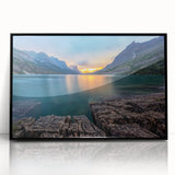 Large abstract wall art of Montana Glacier in muted blue and gray, framed acrylic, ideal for modern living room decor.