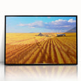 Large abstract wall art of Montana scenery in muted earth tones, framed acrylic, ideal for modern living room decor.