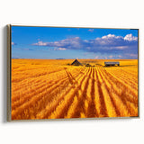 Framed canvas depicting a vintage-style Montana landscape in muted gold and black tones, ideal for bedroom wall art.