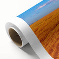 Art deco poster of Montana scenery in muted earth tones on rolled canvas, ideal for nursery wall decor.