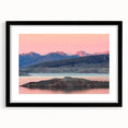 Extra large, colorful abstract art print of Lake Mead with vibrant blue and green hues on a textured canvas, framed in black.