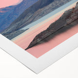 Art Deco poster of Lake Mead, Nevada, with muted blue and beige tones on rolled canvas.