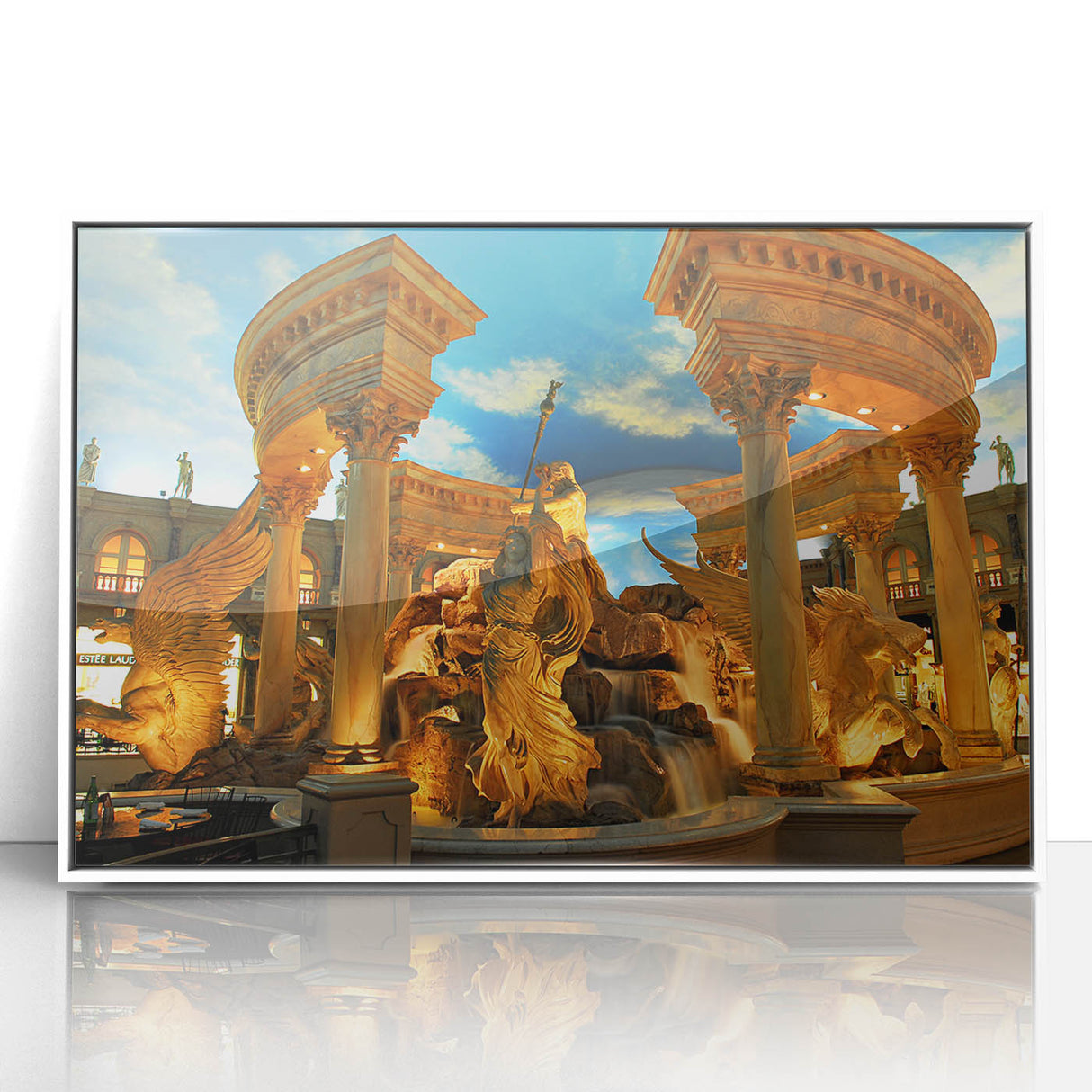 Acrylic print of Las Vegas skyline in art deco style with pastel color palette, ideal for modern art wall decor.