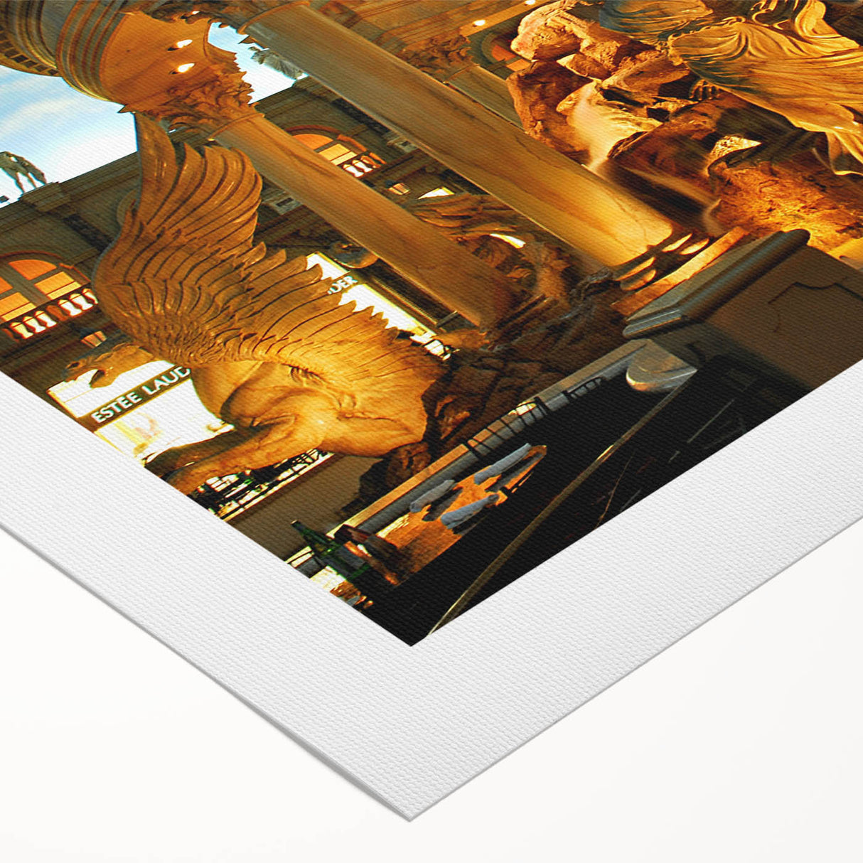 Art deco poster of Las Vegas skyline in monochrome tones on rolled canvas, suitable for dining room wall art.