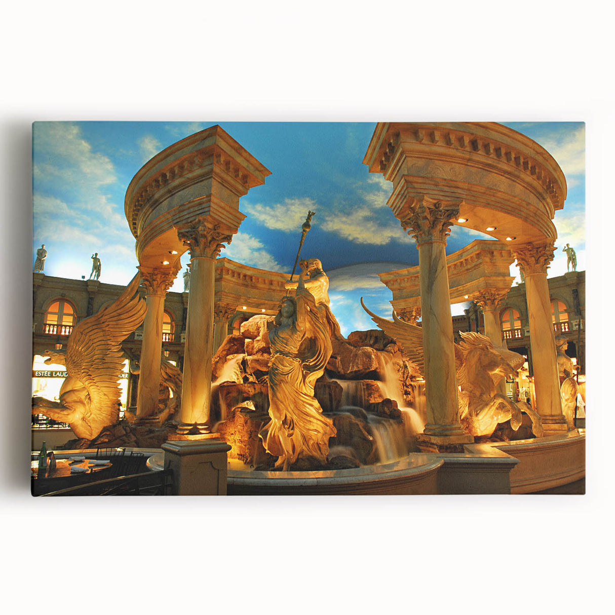 Black and white stretched canvas of Las Vegas skyline, ideal for kitchen wall art.