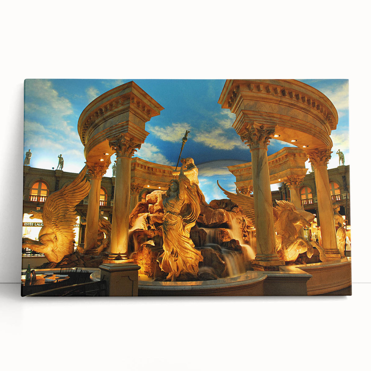 Black and white large art print of the Las Vegas skyline on stretched canvas, suitable for kitchen or bedroom decor.