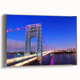 Framed canvas wall art depicting a vintage-style New Jersey landscape in black and silver tones, ideal for bedroom decor.