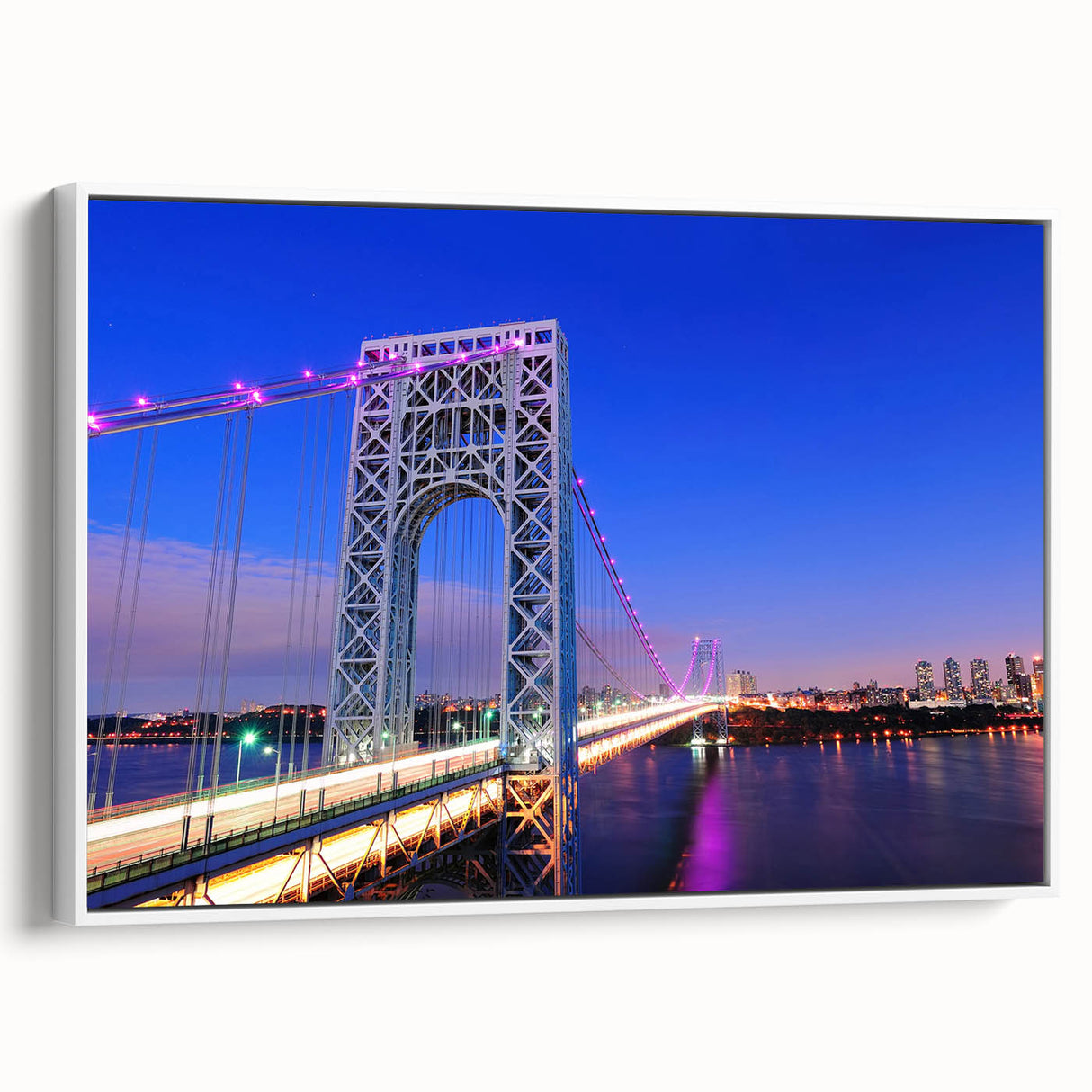 Framed canvas landscape art painting of New Jersey scenery in colorful art style, ideal for living room decor.