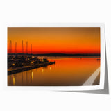 Rolled print of Charlotte, North Carolina skyline in muted earth tones, suited for art wall dining room.