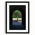 Abstract art print of a colorful, textured Durham, North Carolina skyline on a large framed canvas.