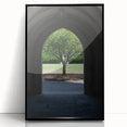 Large abstract wall art depicting Durham, North Carolina in muted grays and blues on a framed acrylic print.