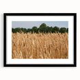 Abstract art print of a textured, colorful North Dakota scenery in a black frame, ideal for large living room walls.