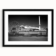 Extra large framed print of Coney Island with vibrant, colorful abstract art, ideal for living room decor.