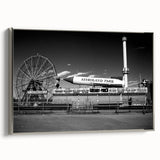 Framed canvas featuring a vintage poster-style landscape art painting of Coney Island.