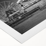 Art deco poster of Coney Island featuring muted pastel colors on rolled canvas, suitable for dining room wall art.