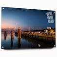Acrylic print of a large abstract depiction of Long Island, NY, in muted gray and blue tones.