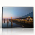 Large abstract wall art depicting a minimalist Long Island scenery in black and white, framed in acrylic.