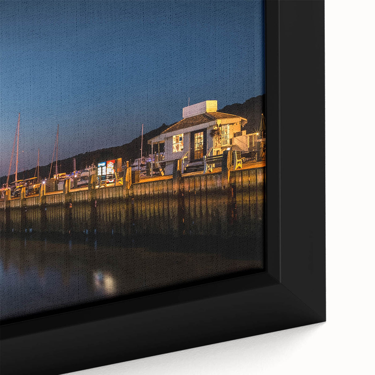 Textured black wall art of Long Island scenery on a framed canvas, featuring vibrant colors, ideal for living room decor.