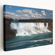 Niagara Falls depicted in vibrant blues and greens on a large stretched canvas, ideal for kitchen wall art.