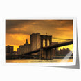 Rolled print of the Brooklyn Bridge in grayscale, suitable as art wall for dining room.