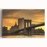 Black and white photo of the Brooklyn Bridge on large stretched canvas, ideal for kitchen wall art.