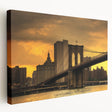 Stretched canvas print of the Brooklyn Bridge in grayscale, ideal for kitchen wall art.