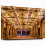 Acrylic print of Central Park in muted green and brown tones, suitable for bedroom or dining room decor.