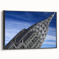 Black and white framed canvas of the Chrysler Building, ideal for bedroom wall art in a vintage poster style.