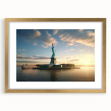 Extra large abstract art print of Ellis Island in textured style, using muted earth tones on a framed canvas.