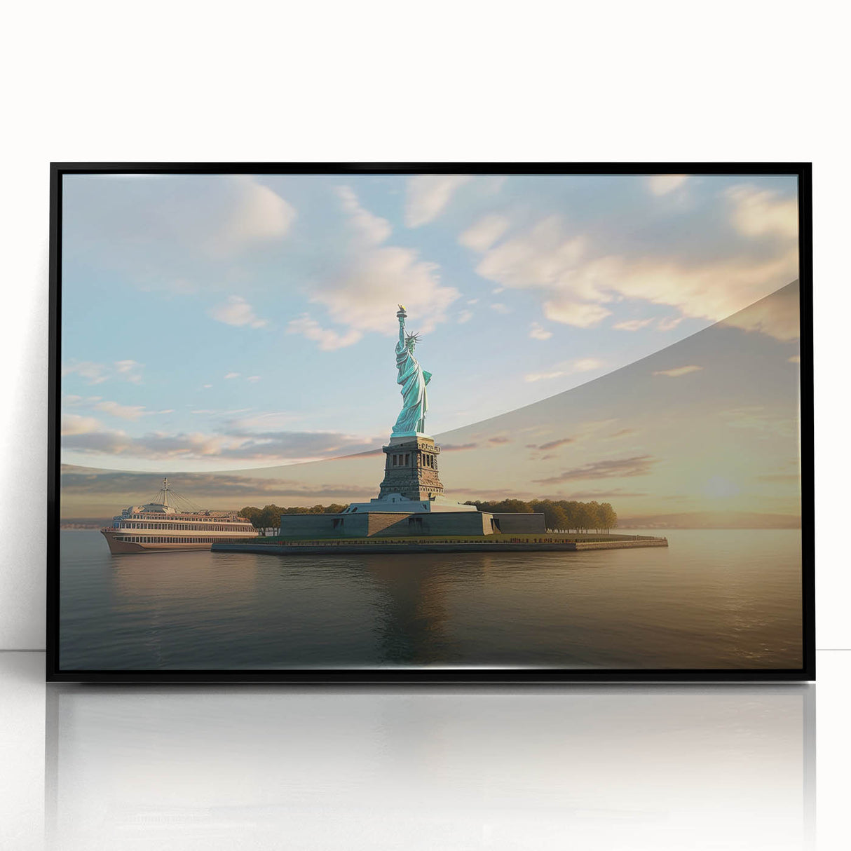 Large abstract wall art depicting the NYC skyline in bold black and gray tones on a framed acrylic panel.