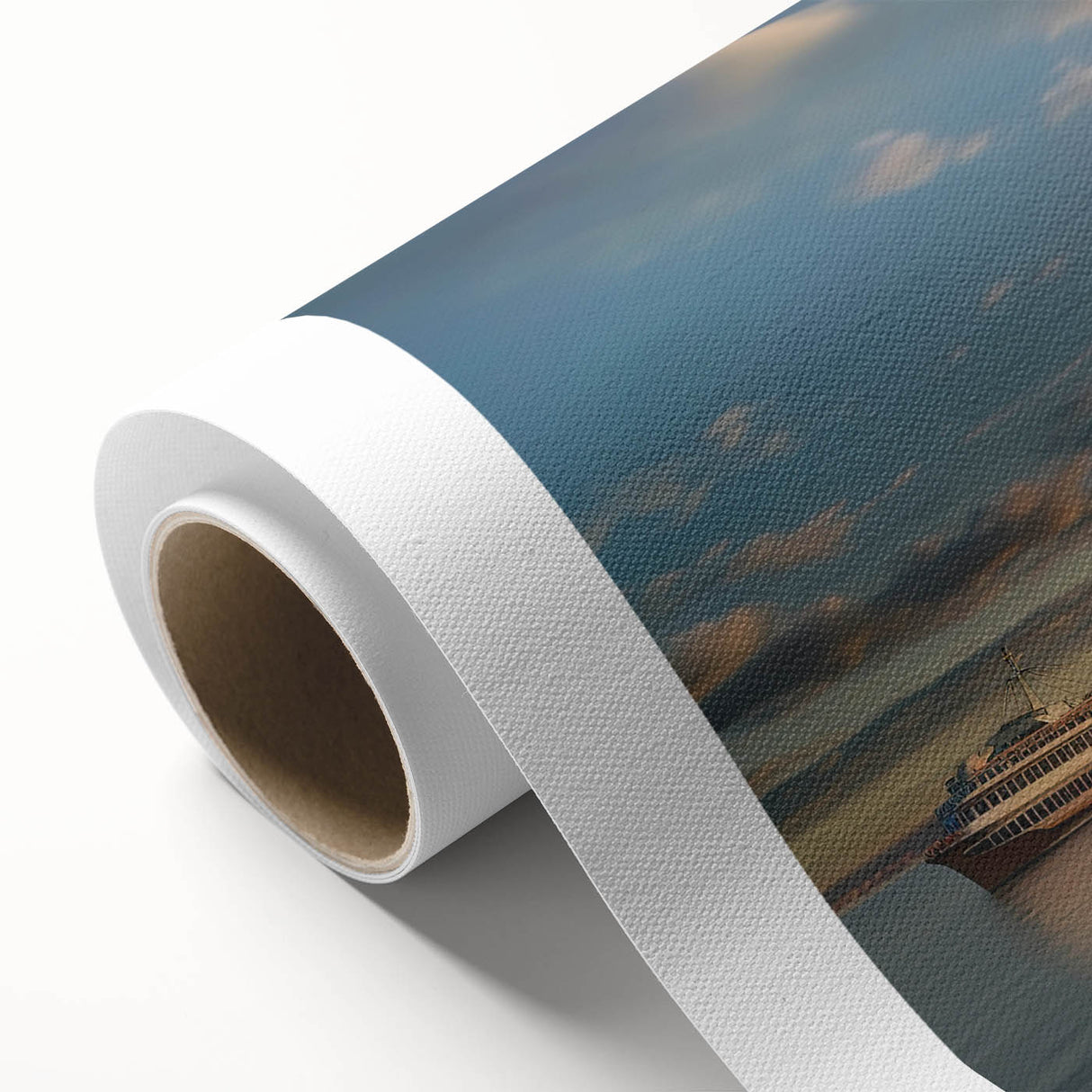 Art Deco poster of Ellis Island with pastel hues on rolled canvas, ideal for nursery wall art or dining room decor.