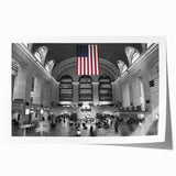 Extra large rolled print of Grand Central Station in muted gray tones, ideal for art wall dining room.