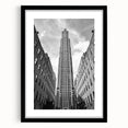 Colorful abstract art print of NYC skyline, textured on large framed canvas, suited for living room decor.