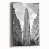 Framed canvas landscape art painting featuring a vintage New York City view in black and colorful tones.
