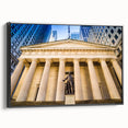 Black and white framed canvas of New York City skyline, ideal for bedroom wall art.