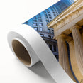 Art deco poster of New York City skyline in muted metallic tones on rolled canvas, ideal for nursery wall art.