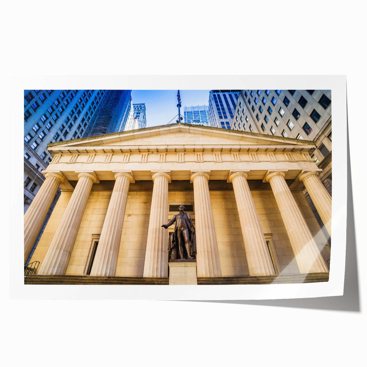 Extra large rolled print of New York City skyline in muted gray tones, ideal for art wall dining room.