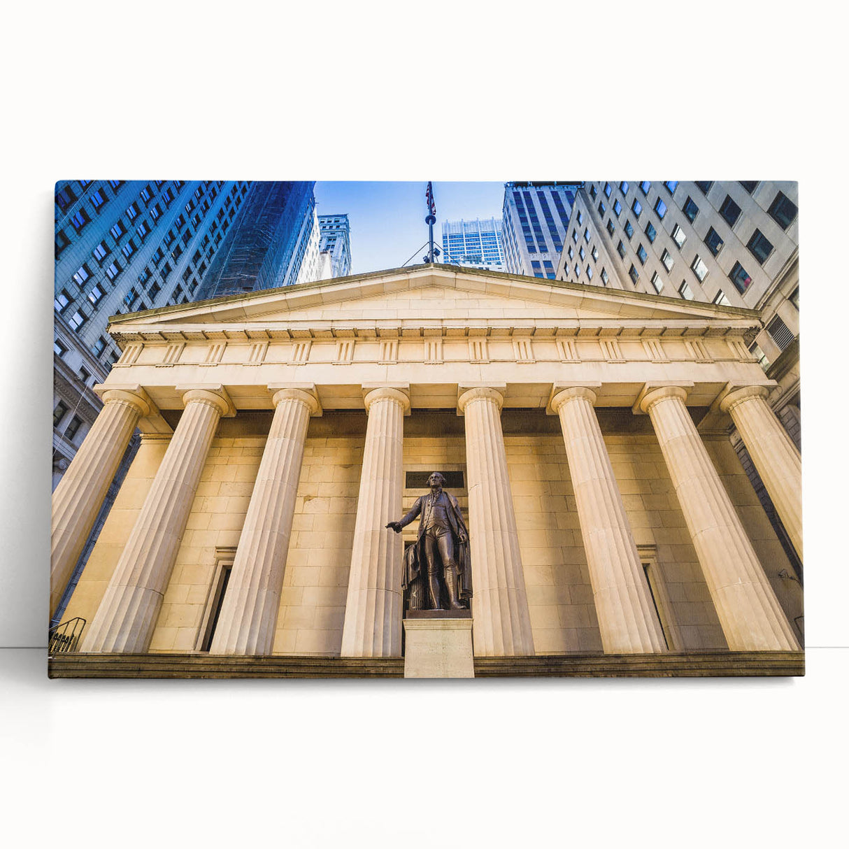 Black and white stretched canvas of New York City skyline, ideal for kitchen wall art or bedroom ambiance.