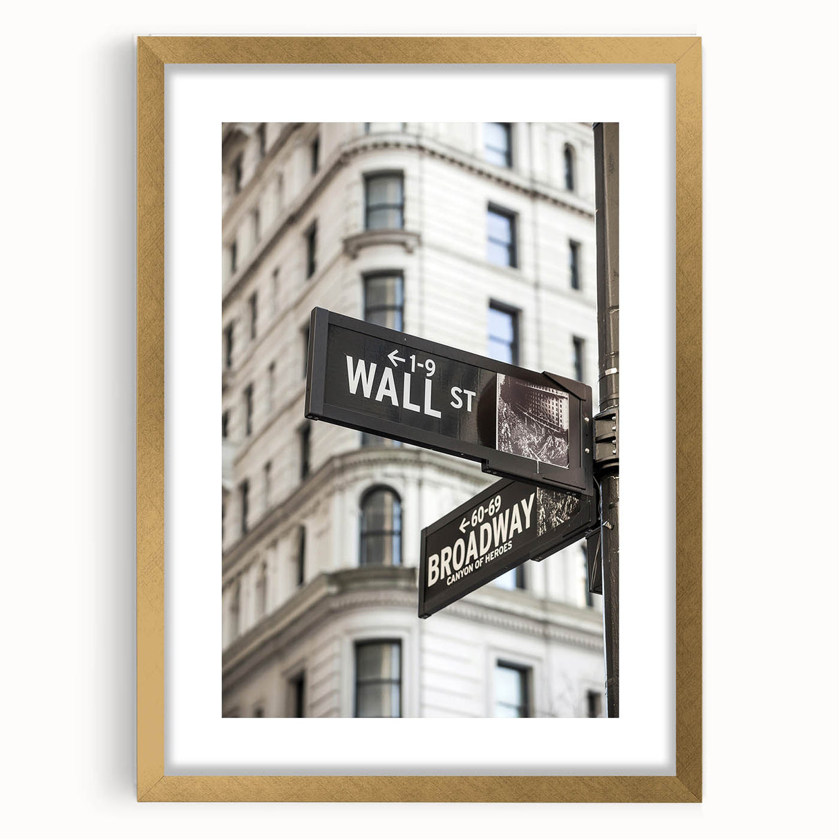 Extra large wall art of an abstract New York City street scene in textured gray and gold tones on a framed canvas.