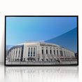 Large abstract wall art depicting the New York City skyline in black and white tones, framed in acrylic.