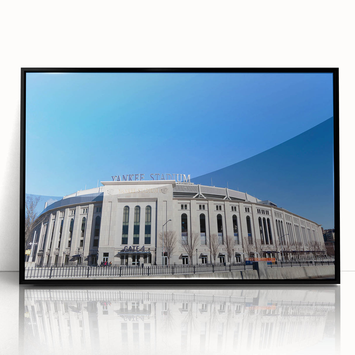 Large abstract wall art depicting the New York City skyline in black and white tones, framed in acrylic.
