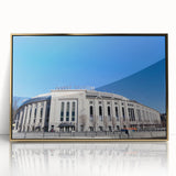 Acrylic print of New York City skyline with gold accents on a framed canvas, suitable for modern art wall decor.