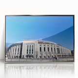 Mid-century modernist style New York City skyline rendered in monochrome tones on a framed acrylic panel.