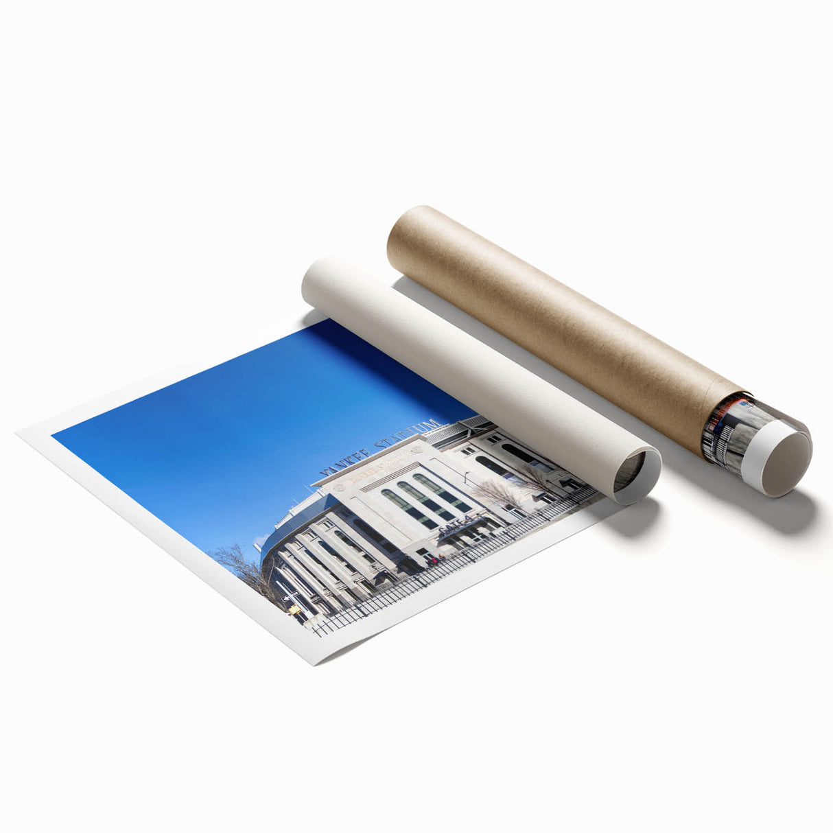 Extra large rolled print of New York City skyline in muted gray tones, ideal for classy bathroom wall art.