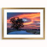Extra large abstract art print depicting textured Oklahoma scenery in muted earth tones, framed in gold.