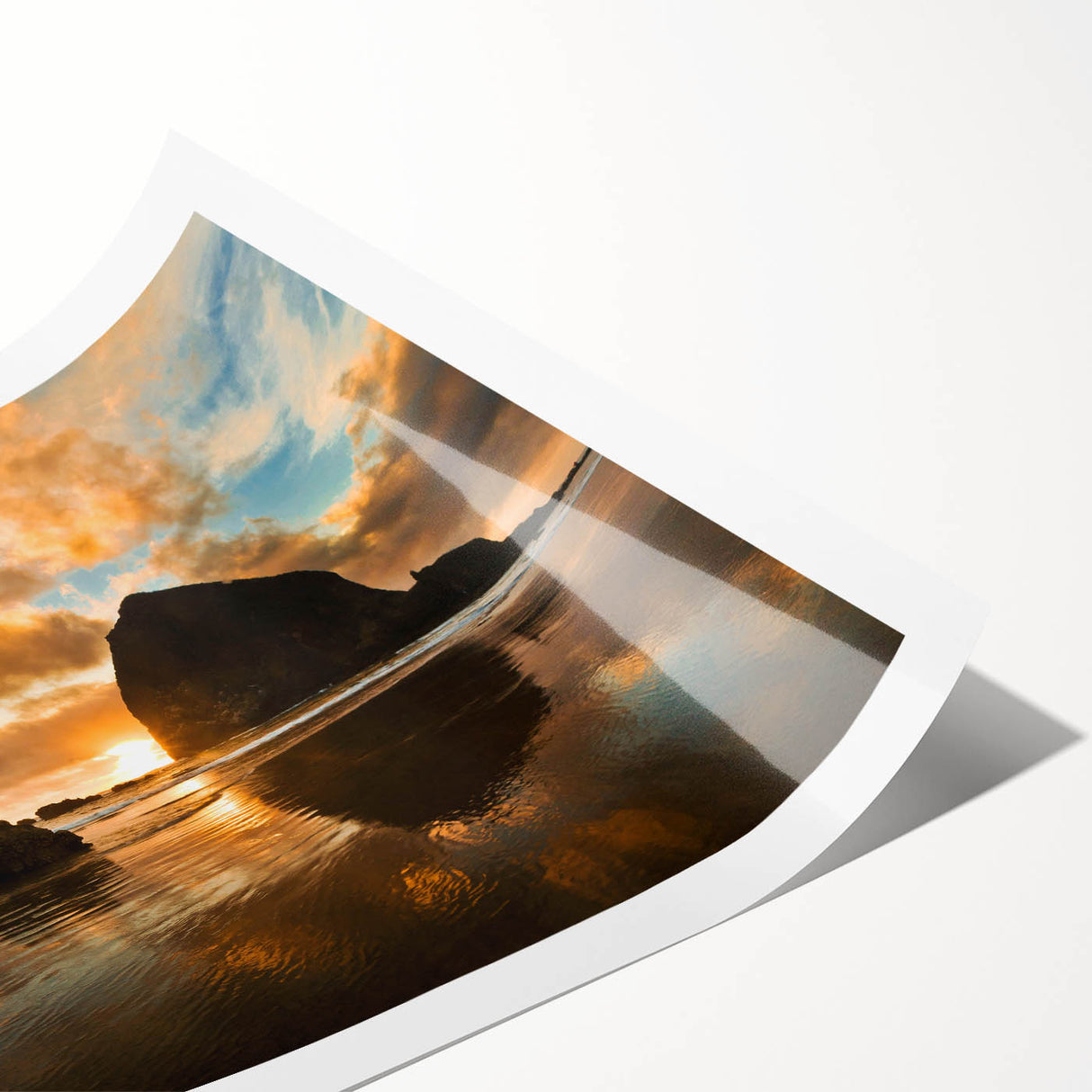 Extra large rolled print featuring a line art depiction of Cannon Beach, Oregon, with muted floral accents.